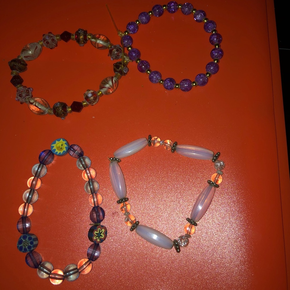 4 Unique Stretch Bracelets Made By Me Bundle- 465 $35 or $30 w/offer